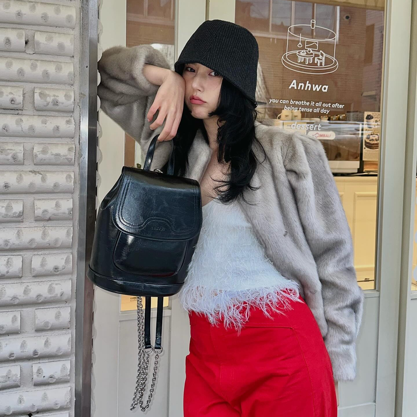 [@soneejung] BEI Chain Small Backpack (Black) | Karim Rashid