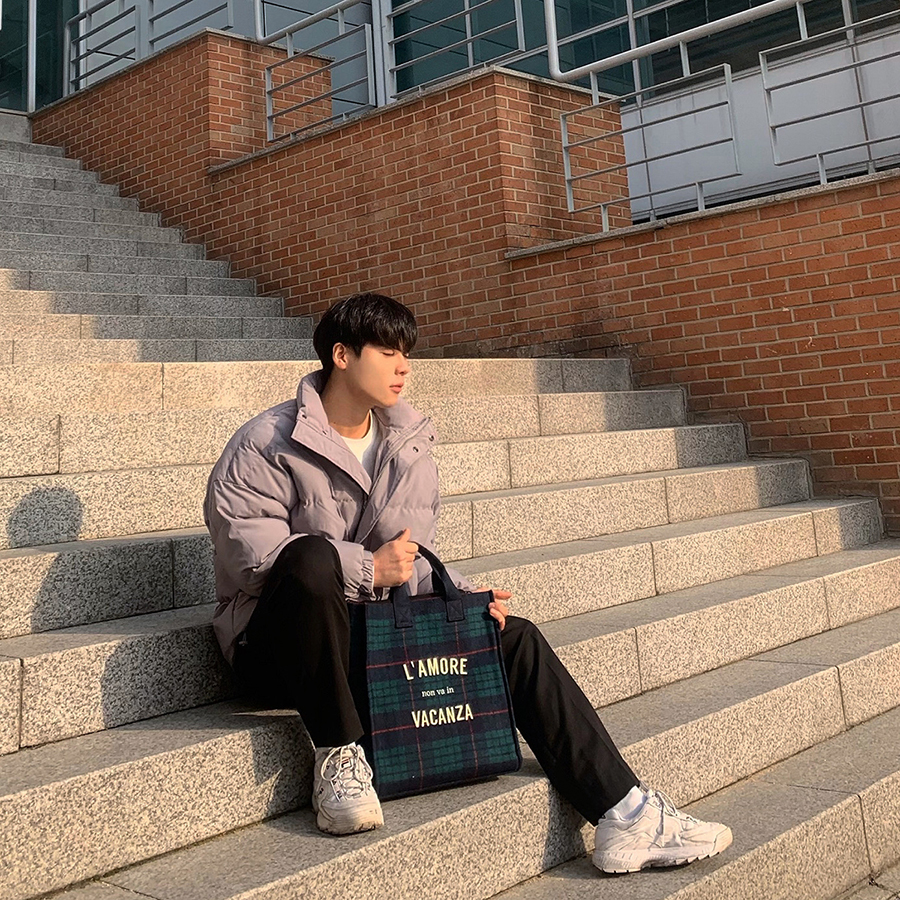 [@189mnn] Tartan Unisex Tote Bag (Green) | Karim Rashid