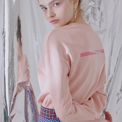Lettering Loose Fit Sweatshirt (Pink)