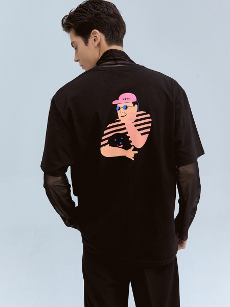[BBYB X 권신홍] Unisex Old Boy Over-fit T-shirt (Black)