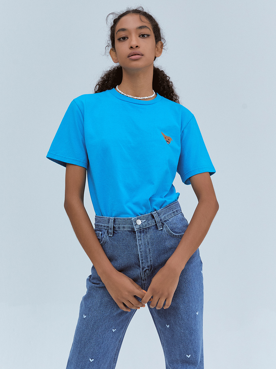 [BBYB X 권신홍] Unisex Yellow Tape Over-fit T-shirt (Blue)