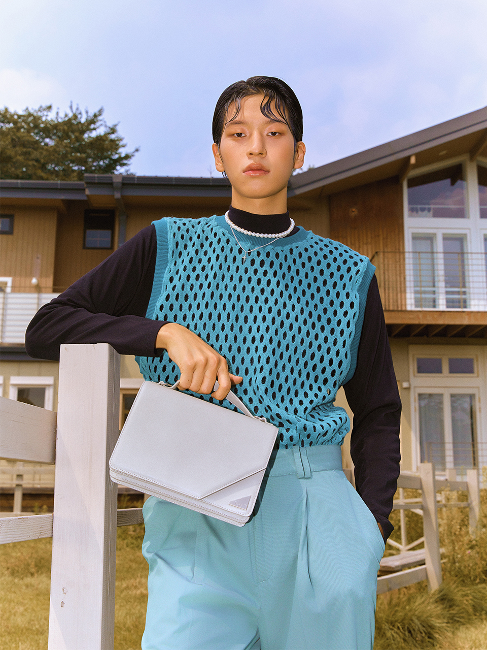 [리퍼브] Mago Unisex Satchel Cross Bag (Dove Grey)