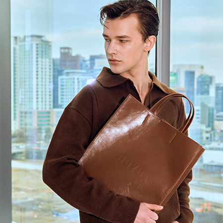 Nov Unisex Large Tote Bag (Crinkled D.Brown) Nov Unisex Large Tote Bag (Crinkled D.Brown)