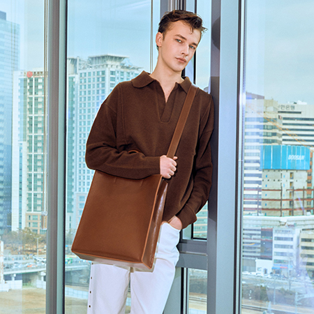 Nov Unisex Large Tote Bag (Crinkled D.Brown) Nov Unisex Large Tote Bag (Crinkled D.Brown)