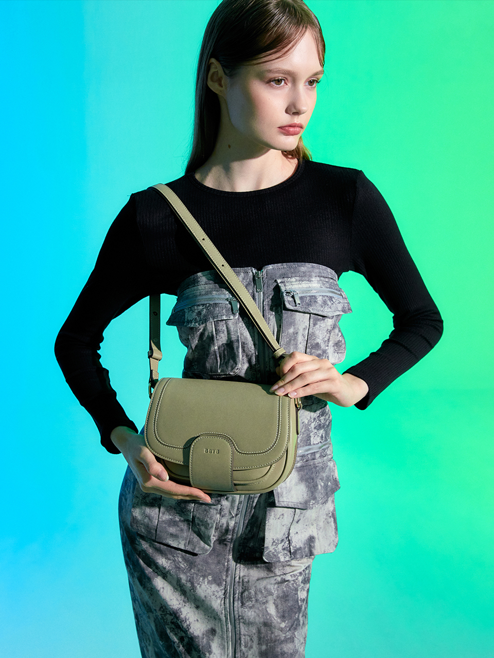BEI Saddle Shoulder Bag (Grey Beige)