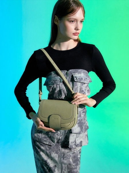 BEI Saddle Shoulder Bag (Grey Beige)