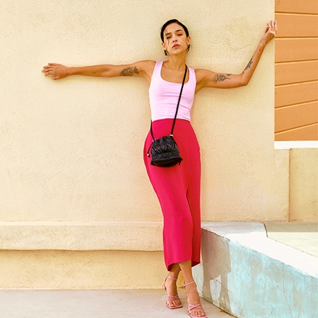 Bijou String Mini Cross Bag (Navy)