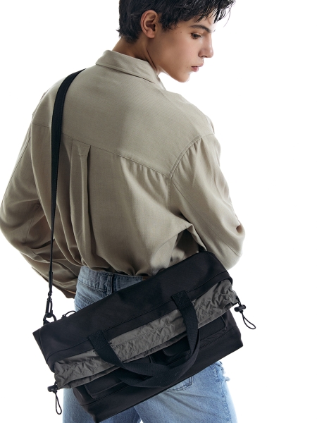 Crunch Folded Nylon Tote Bag (Black)