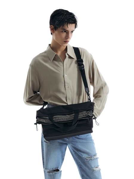 Crunch Folded Nylon Tote Bag (Black)