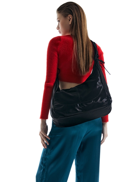 Mona Ruffle Shoulder Bag (Black)