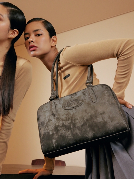 Olive Suede Shoulder Bag (Brown)