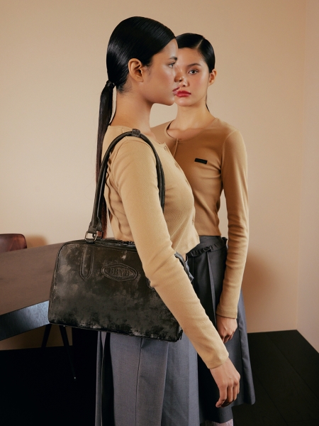 Olive Suede Shoulder Bag (Brown)