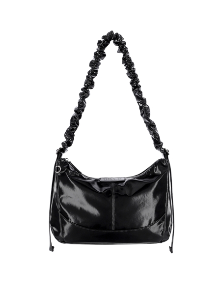 MONA Ruffle Medium Shoulder Bag (Black)