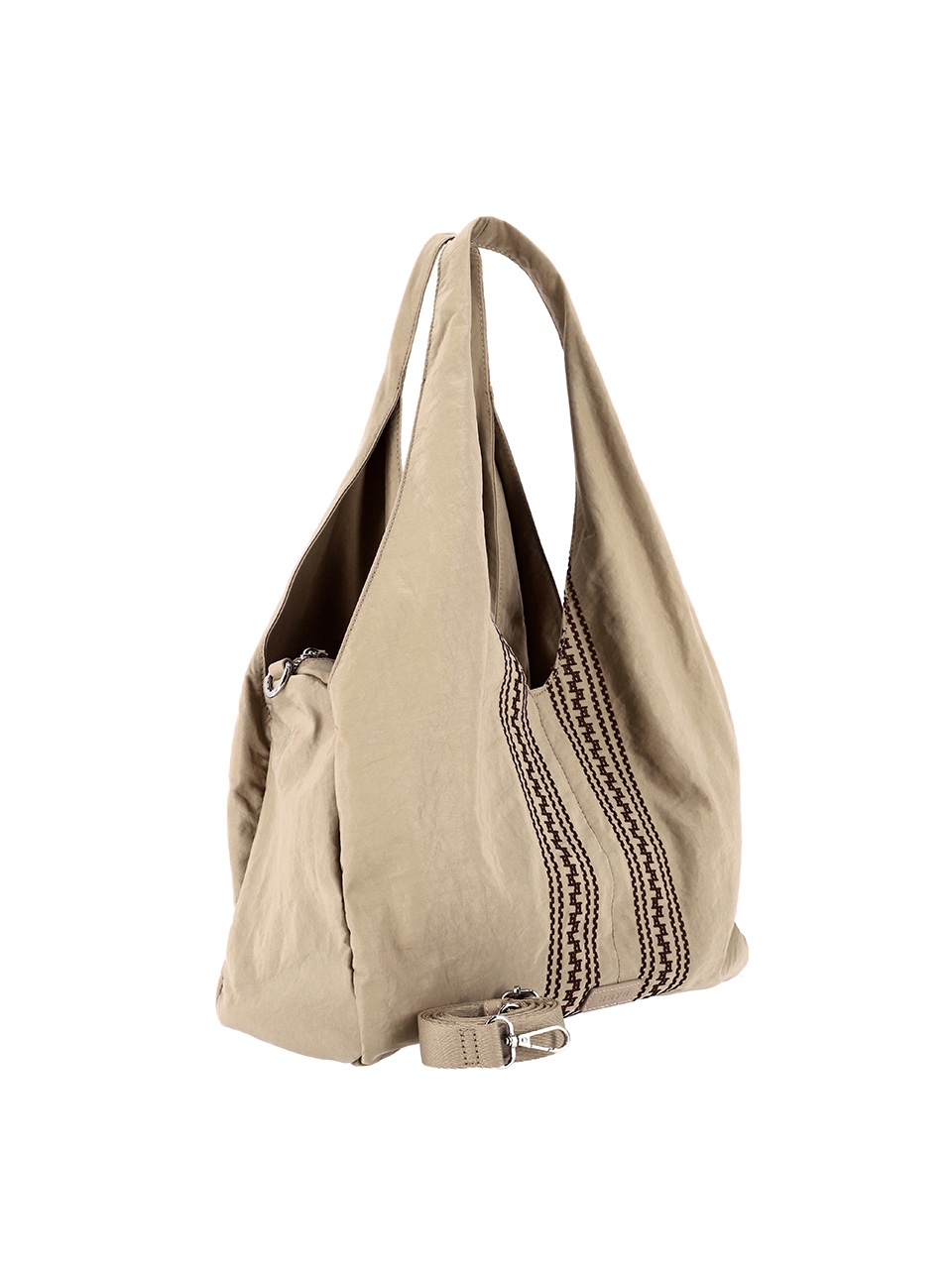 MERIDIEN Nylon Shoulder Bag (Beige)