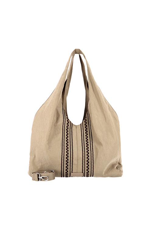 MERIDIEN Nylon Shoulder Bag (Beige)