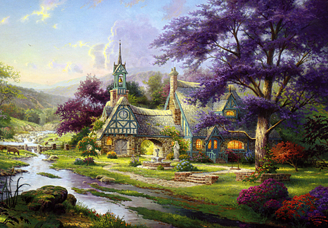 500피스 직소퍼즐 토마스 킨케이드 시계탑 별장 퍼즐라이프 PL597