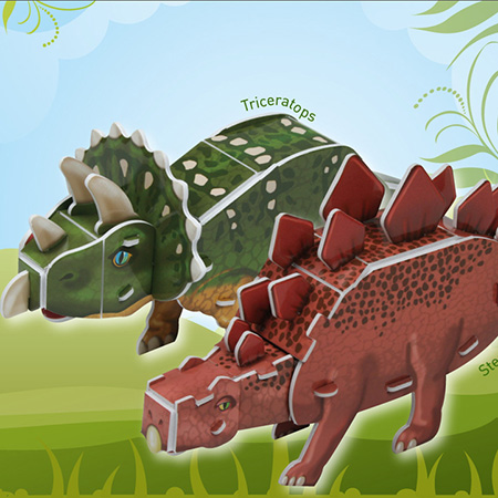 3D입체퍼즐 스테고사우루스와 트리케라톱스 공룡모형 크래커플러스 CK019