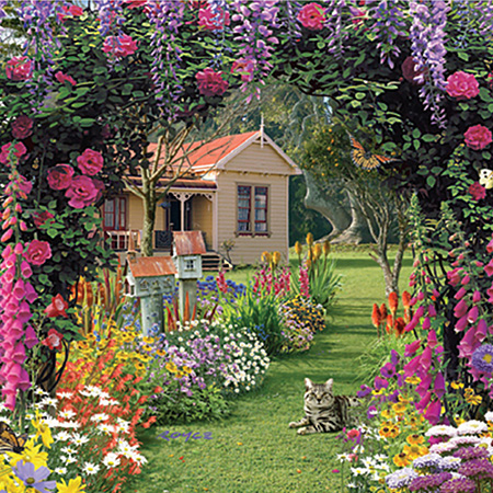 500피스 직소퍼즐 고양이의 정원 3D 트레플