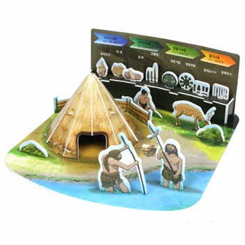 3D입체퍼즐 선사시대움집 건축물 우드락모형 크래커플러스