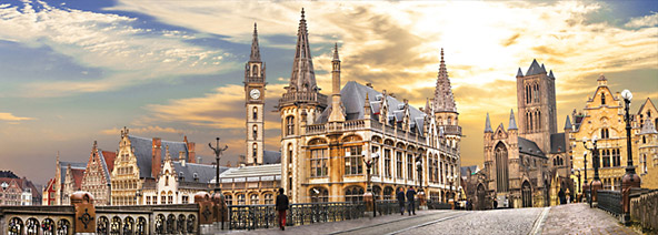 600피스 직소퍼즐 벨기에 겐트마을의 아름다운 일몰 파노라마 퍼즐코리아