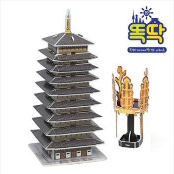 3D입체퍼즐 선덕여왕의 황룡사 구층목탑과 신라금관 건축물 우드락모형 크래커플러스