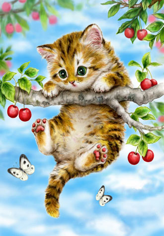 500피스 직소퍼즐 체리나무위 아기 고양이 썬앤트리 HP504