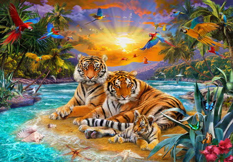 500피스 직소퍼즐 천국의 정원에 호랑이가족 썬앤트리 HP506