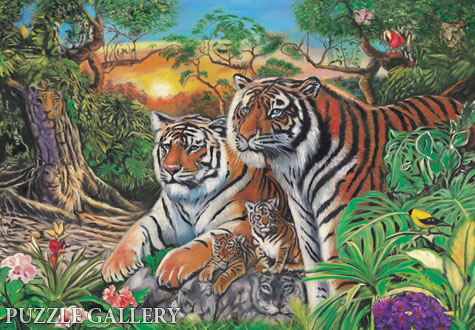 1000피스 직소퍼즐 호랑이 가족의 평화로운 휴식 퍼즐코리아 PK1000-3162