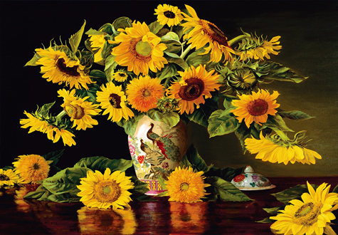 500피스 직소퍼즐 해바라기를 품은 공작 화병 퍼즐사랑 PS501