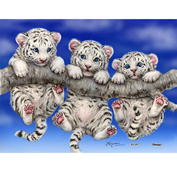 150피스 플라스틱 직소퍼즐 아기 호랑이들 + 이젤 초미니조각 핀투 -단종-