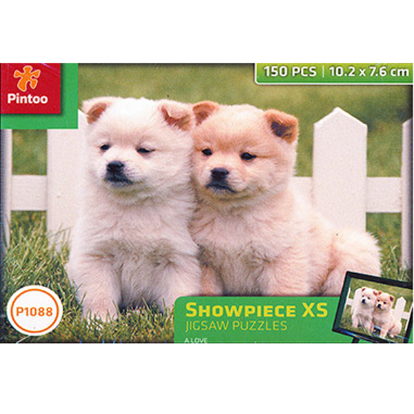 150피스 플라스틱 직소퍼즐 강아지 형제 + 이젤 초미니조각 핀투 -단종-