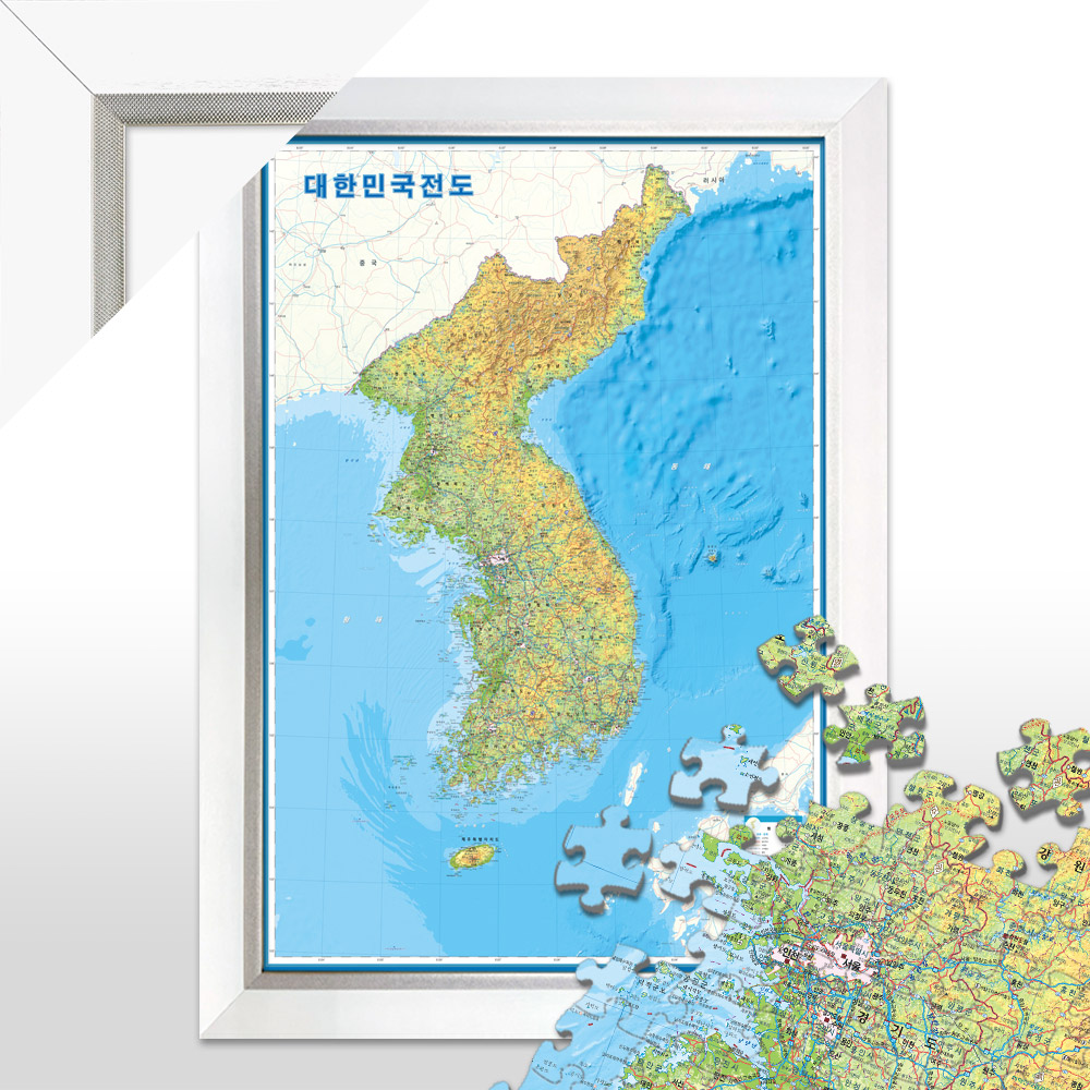 500피스 퍼즐갤러리 대한민국전도 직소퍼즐 + 모던화이트 액자포함 리차드퍼즐 액자세트