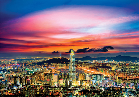 2000피스 직소퍼즐 붉게 타는 석양과 서울의 전경 퍼즐코리아 PK2000-3305