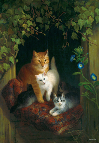 500피스 직소퍼즐 명화 고양이 가족 학산문화사 HS789107*