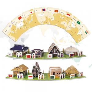 3D입체퍼즐 다문화가정 세계전통가옥 시리즈1 아시아 우드락모형 크래커플러스