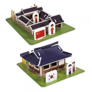 3D입체퍼즐 다문화가정 세계전통가옥 시리즈1 아시아 우드락모형 크래커플러스