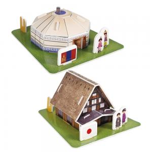 3D입체퍼즐 다문화가정 세계전통가옥 시리즈1 아시아 우드락모형 크래커플러스