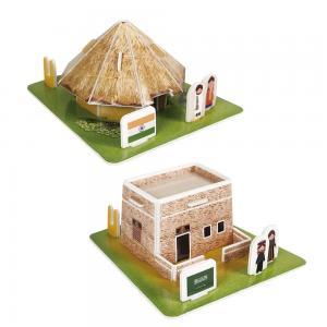 3D입체퍼즐 다문화가정 세계전통가옥 시리즈1 아시아 우드락모형 크래커플러스