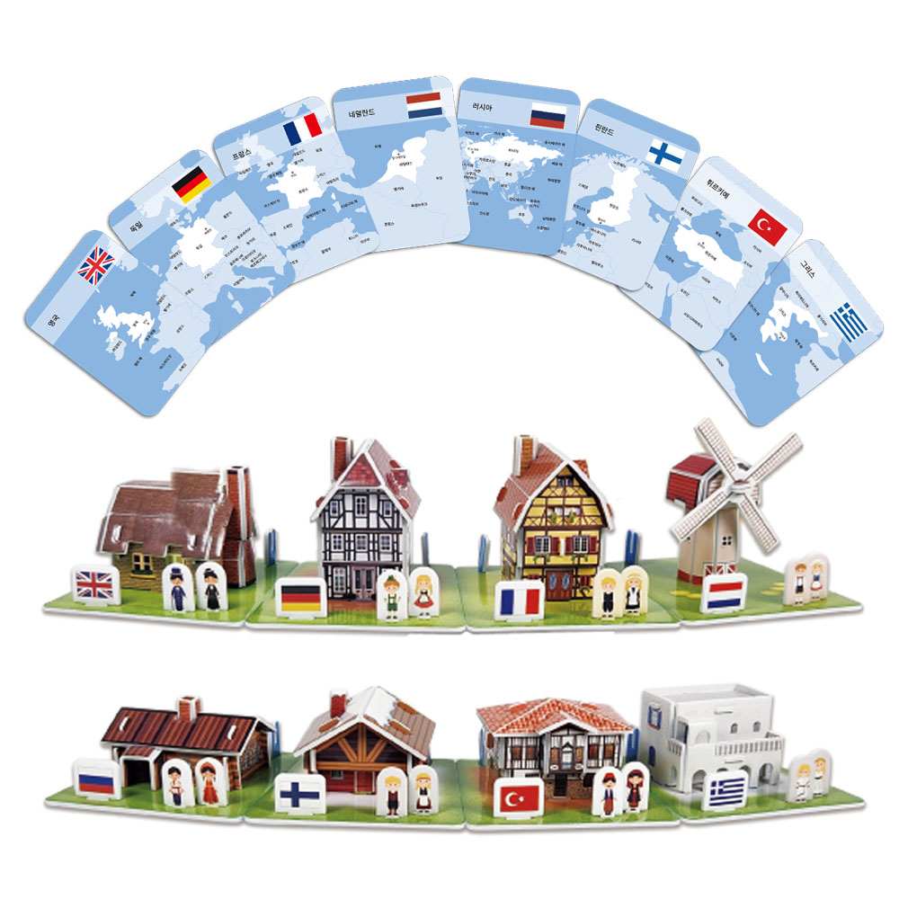 3D입체퍼즐 다문화가정 세계전통가옥 시리즈 유럽2 우드락모형 크래커플러스