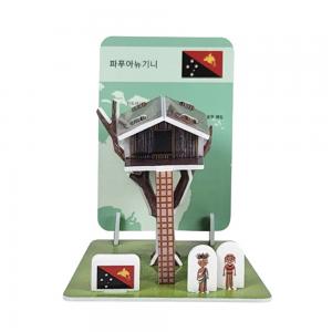 3D입체퍼즐 다문화가정 세계전통가옥 시리즈4 아프리카 오세아니아 우드락모형 크래커플러스
