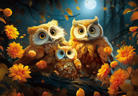 1000피스 직소퍼즐 황금 부엉이 가족 토이앤퍼즐 TPD10-1030