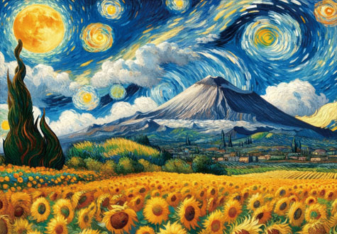 1000피스 직소퍼즐 고흐st 별이 빛나는 해바라기 들판 퍼즐갤러리 PG1048