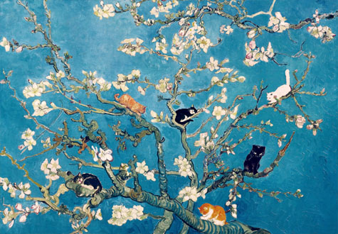 1000피스 직소퍼즐 고흐st 꽃이 핀 아몬드 나무에 고양이들 퍼즐갤러리 PG1049