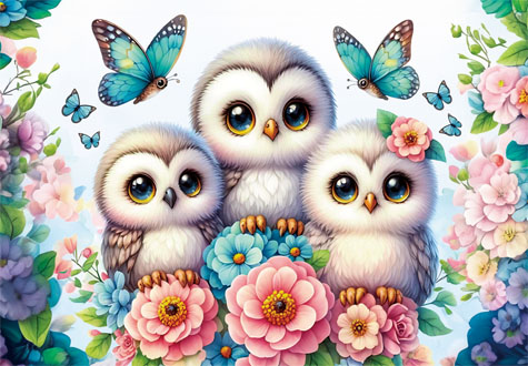 1000피스 직소퍼즐 화사한 봄날의 부엉이 가족 퍼즐갤러리 PG1051