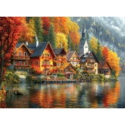 2000피스 직소퍼즐 호숫가 마을의 만추 미니조각 퍼즐코리아 PK2000-M3233