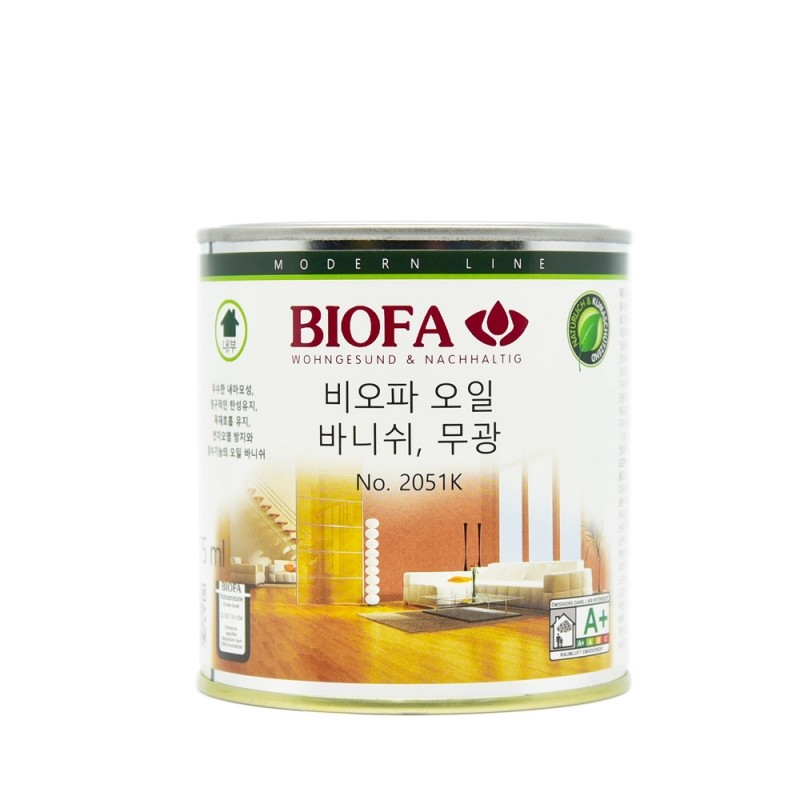 [비오파] 오일 바니쉬 2051K (무광) 750ml 무색투명 강력한 도막 형성과 방수효과