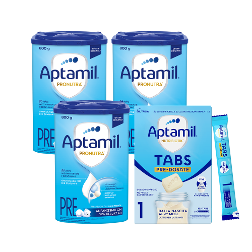 (유럽내수)| 압타밀 프로누트라 어드밴스 HMO 프레 PRE 3캔 + 탭스 1단계 1박스| 믹스 패키지