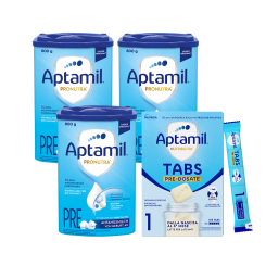 (유럽내수)| 압타밀 프로누트라 어드밴스 HMO 프레 PRE 3캔 + 탭스 1단계 1박스| 믹스 패키지