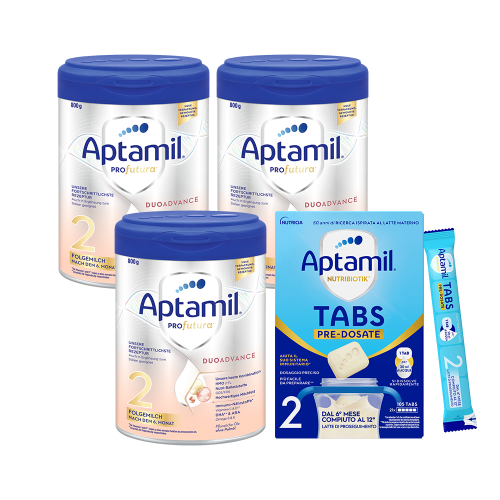 (유럽내수)| 압타밀 프로푸트라 듀오어드밴스 2단계 3캔 + 탭스 2단계 1박스| 믹스 패키지