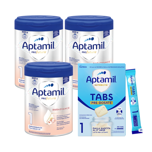 (유럽내수)| 압타밀 프로푸트라 듀오어드밴스 1단계 3캔 + 탭스 1단계 1박스| 믹스 패키지